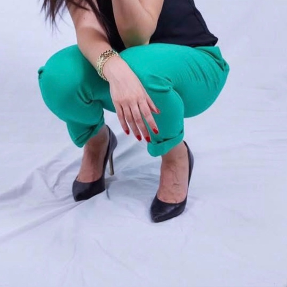 Express Vibrant Green Straight Leg Pants